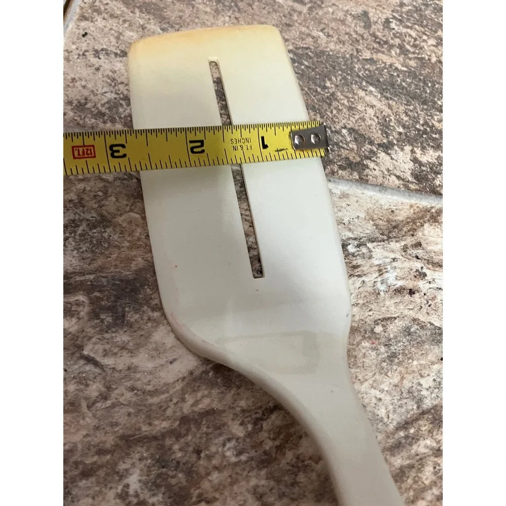 Vintage White Nylon Slotted Spatula Turner 11.5 Inch Retro Kitchen Utensil